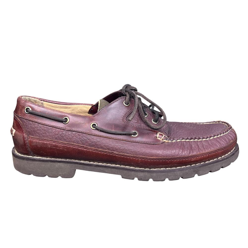 Vintage 90s L.L. Bean Brown Leather Lug Sole Boat Shoes Size 8.5 D